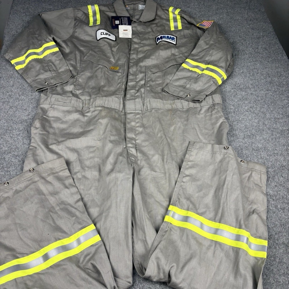 LAPCO FR Coveralls Mens 60R Gray Hi Vis Reflective NFPA 2112 CAT 2 Workwear Frac